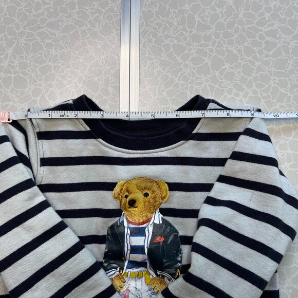 RALPH LAUREN Sweater Dress Girls Striped Nautical Polo Bear Fleece Lined Toddler - Picture 9 of 12